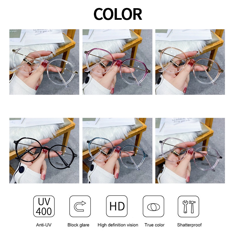 Kính cận JIUERBA gọng tròn kim loại thời trang có thể thay thế chống ánh sáng xanh cho nam và nữ