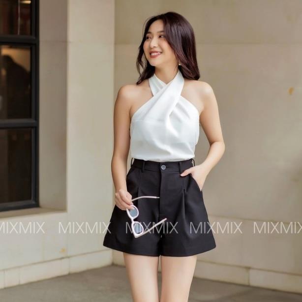 XẢ Áo cổ yếm dạo phố cực xinh màu trắng - MIXMIX - Hàng thiết kế - Hình ảnh độc quyền shop tự chụp