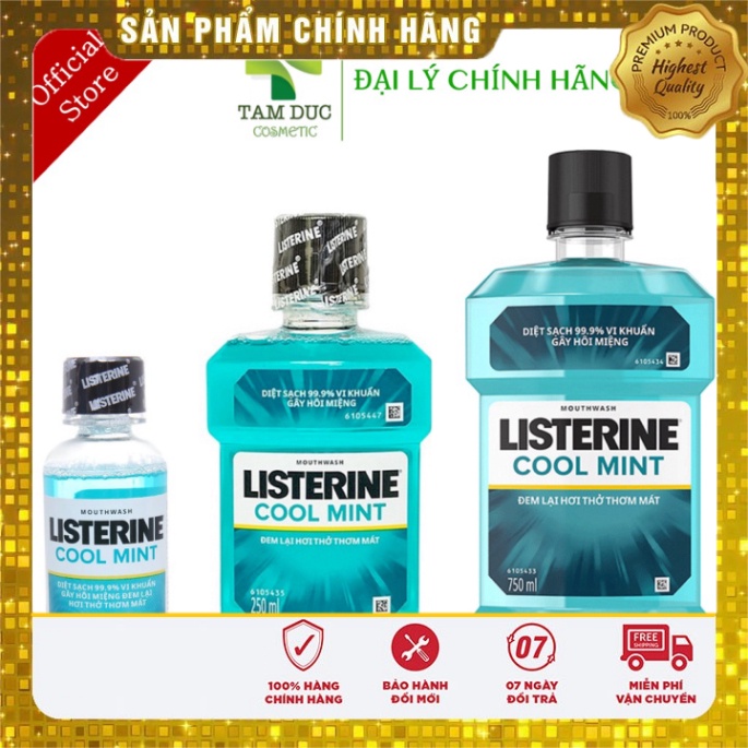 [Chính hãng] Nước Súc Miệng LISTERINE COOL MINT [Chai 250ml - 750ml] [Listerin]  Date mới