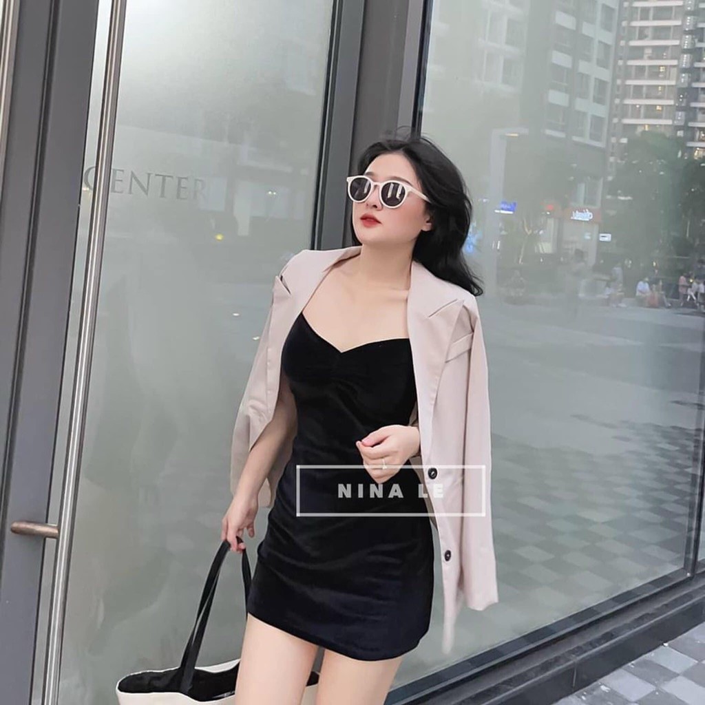 Set Đầm 2 Dây Body Kèm Khoác Vest Tay Lửng