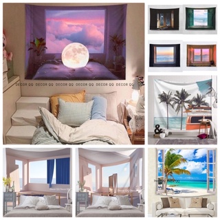 [SẴN HCM] Tranh vải treo tường /thảm vải treo tường decor hình khung cửa sổ nhẹ nhàng bình yên