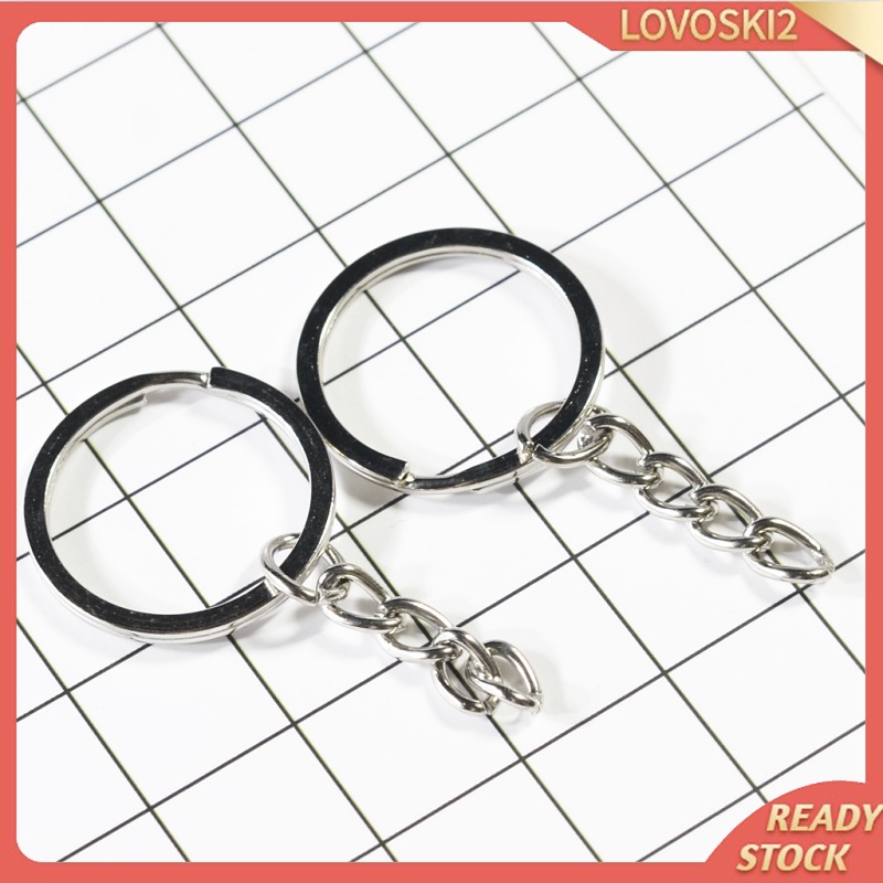 [LOVOSKI2]50Pc Split Key Rings with Chain Bulk for DIY Accessories Arts Crafts 25mm/1&quot;