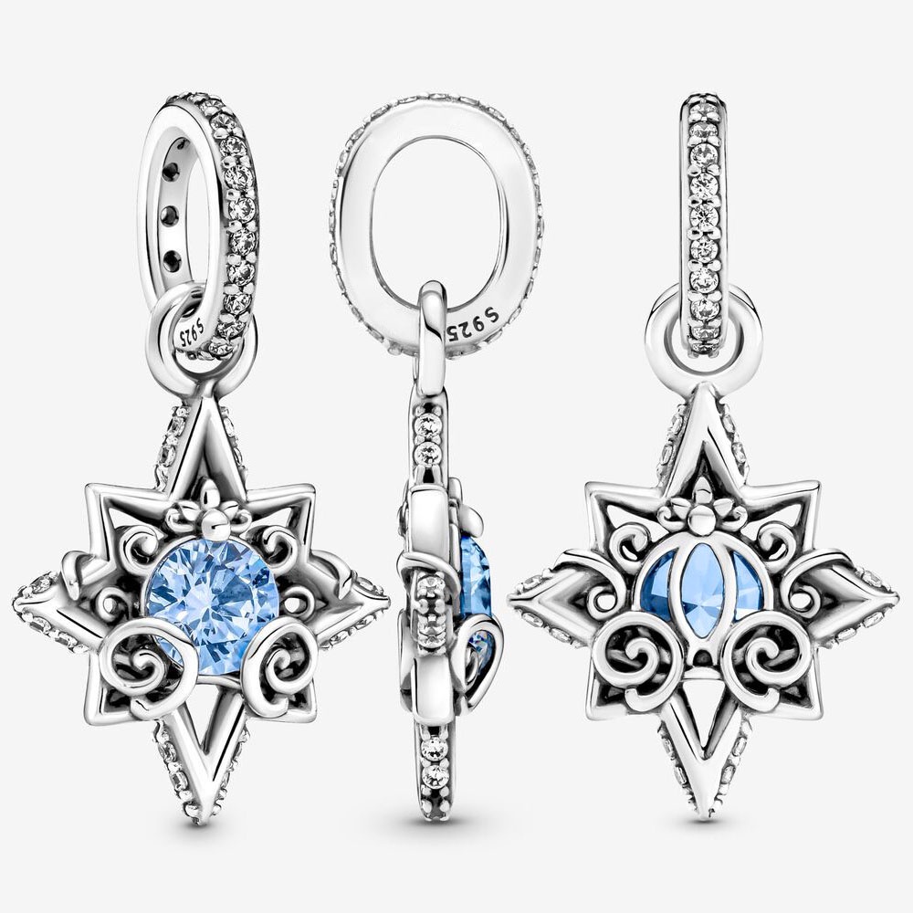 PANDORA Mặt Dây Chuyền Mạ Bạc Hình Công Chúa Disney Lấp Lánh