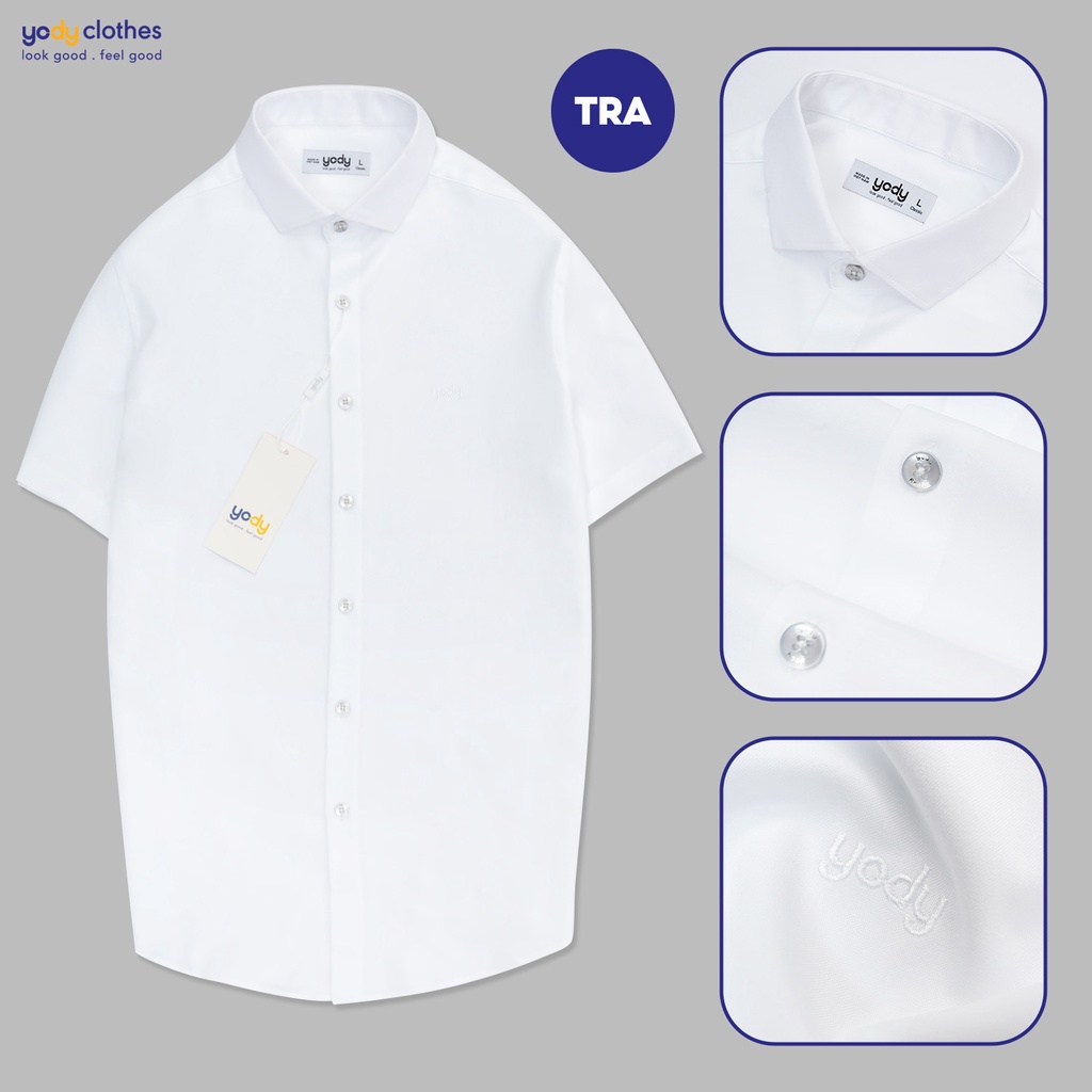 Áo sơ mi nam ngắn tay YODY vải nano chống nhăn thoáng mát ngăn mùi cơ thể SCM4033