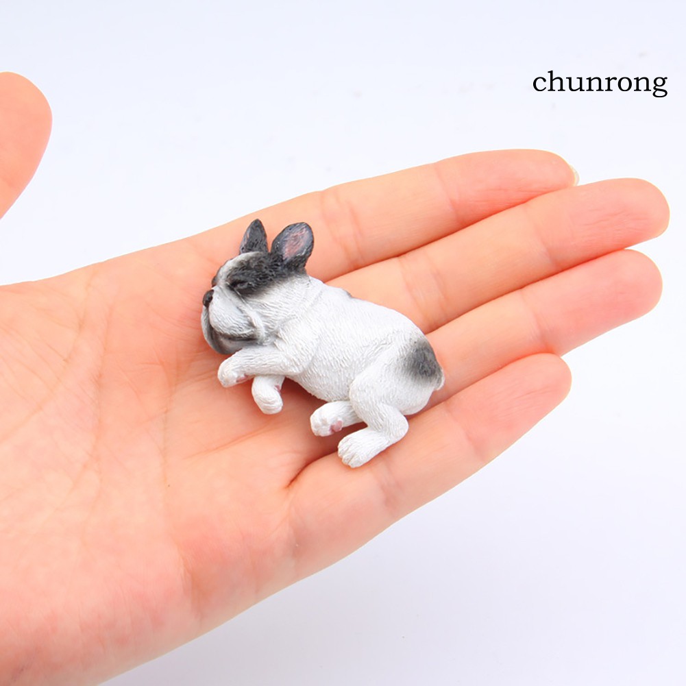 CR+2inch PVC Sleeping Lying Dog French Bulldog Doll Figurine Toy Car Home Decor