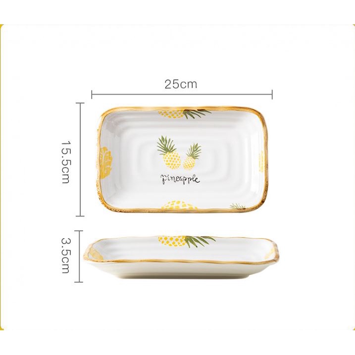 Bộ chén đĩa khay sứ cao cấp Dứa nhiệt đới Decor trang trí bàn ăn