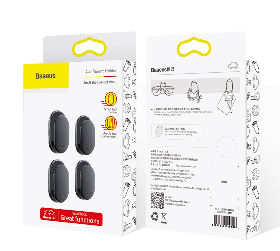 BASEUS 4 Móc Treo Dây Cáp Tiện Lợi Cho Xe Hơi