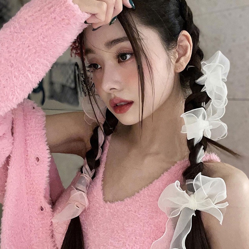 Kẹp Tóc Dạng Dây Ruy Băng Dài Màu Sắc Trơn