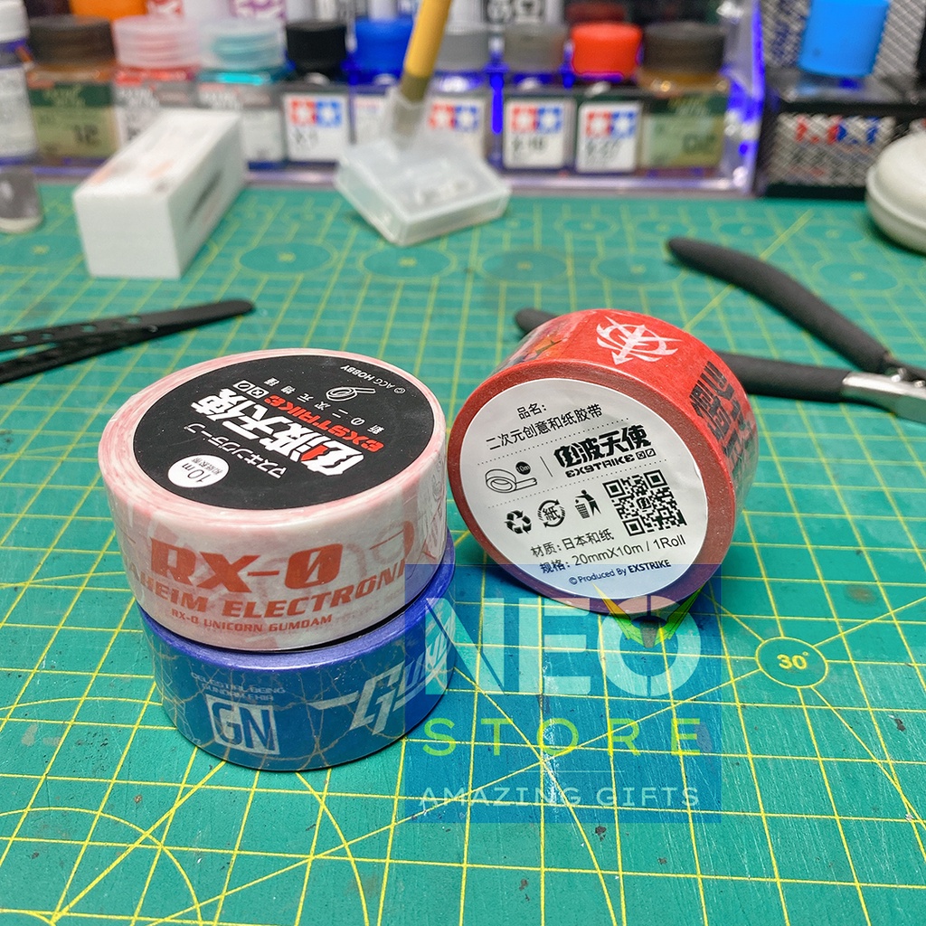 Cuộn Băng Dính In Hình Gundam Unicorn, Zaku, Exia. Băng keo dính gói hàng hoạt tiết Gundam