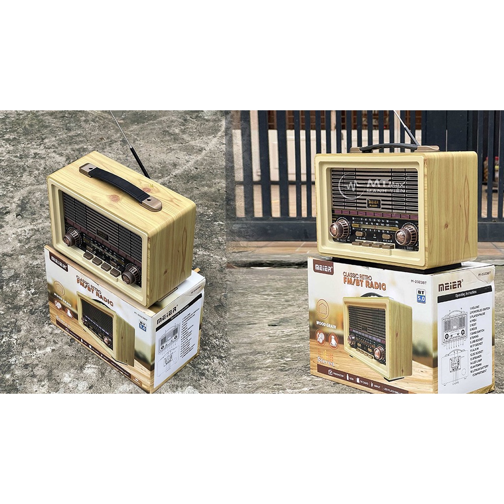 Đài FM Bluetooth M-2023BT Loa bluetooth 5.0 kết hợp đài radio phiên bản mới thiết kế cổ điển vintage retro sang trọng