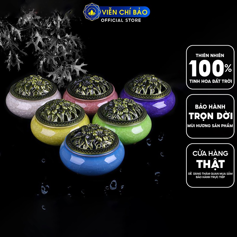 Lư Xông Trầm Hương - Đỉnh Đốt Nhang Phong Thủy Bằng Gốm Vân Rạn thời trang phụ kiện trang sức Viễn Chí Bảo LX01