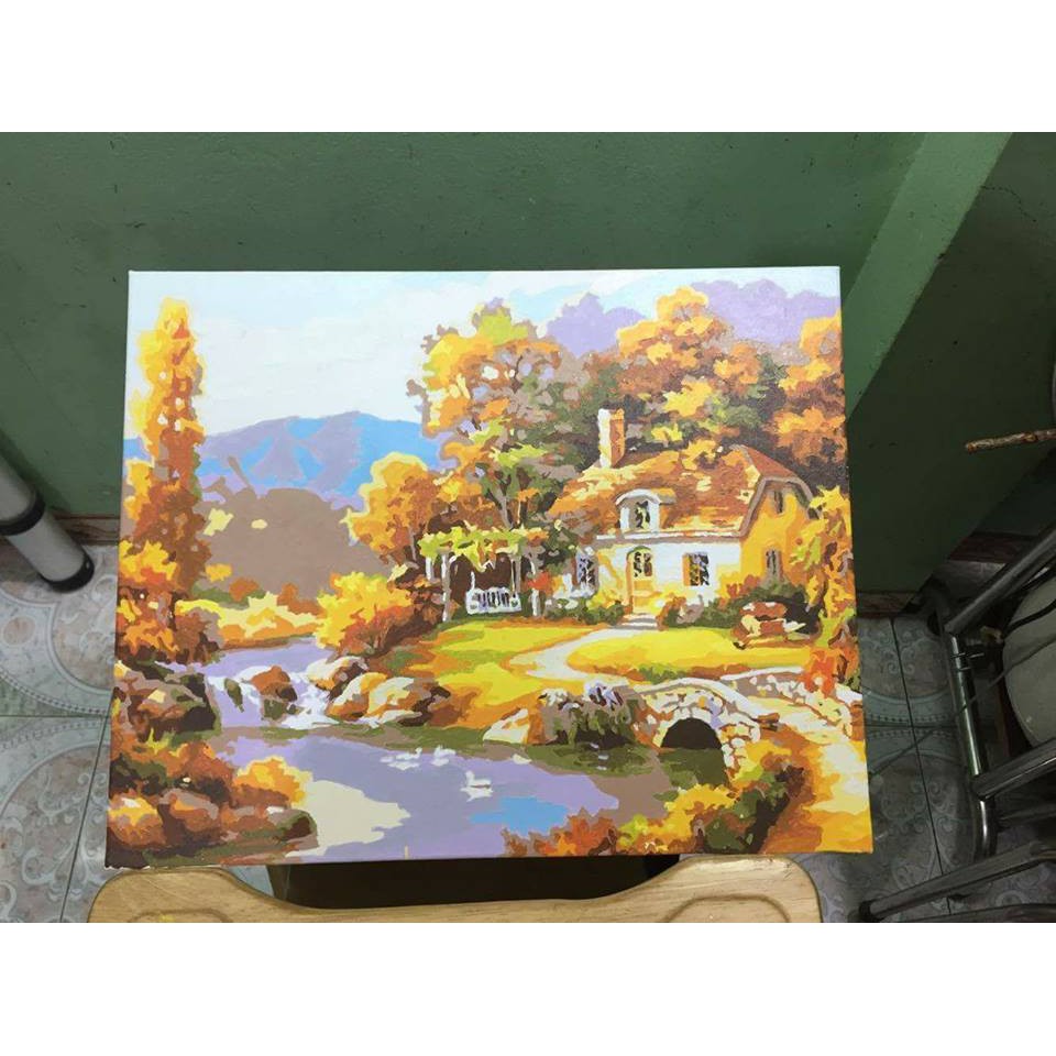 Tranh tô màu kết hợp Phong cảnh mùa thu T06 -T197