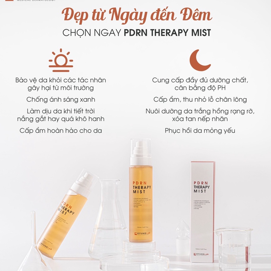 Xịt khoáng tế bào gốc KyungLab PDRN làm dịu da tức thì dưỡng trắng, thải độc, se khít lỗ chân lông, ngừa mụn