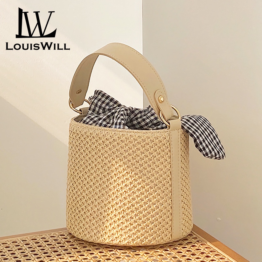 Túi đeo chéo nữ LOUISWILL hình tròn thắt nơ thời trang mùa hè xinh xắn