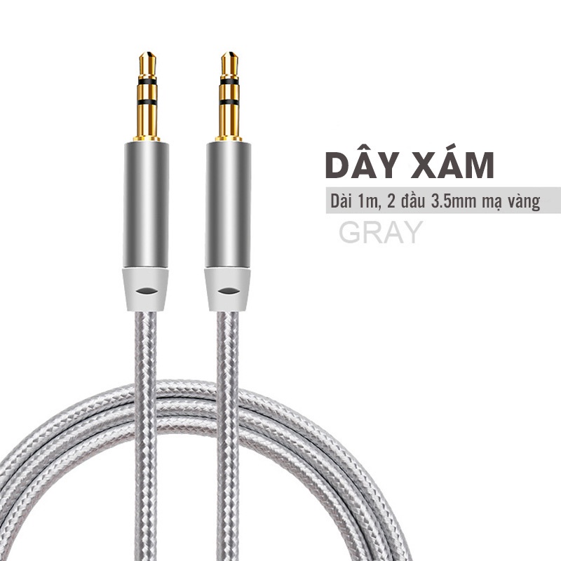 CÁP 2 ĐẦU 3.5MM DÀI 1M CHẤT LIỆU DÙ BỀN DẺO CHỐNG RỐI ÂM THANH CHỐNG NHIỄU CHỐNG RÈ