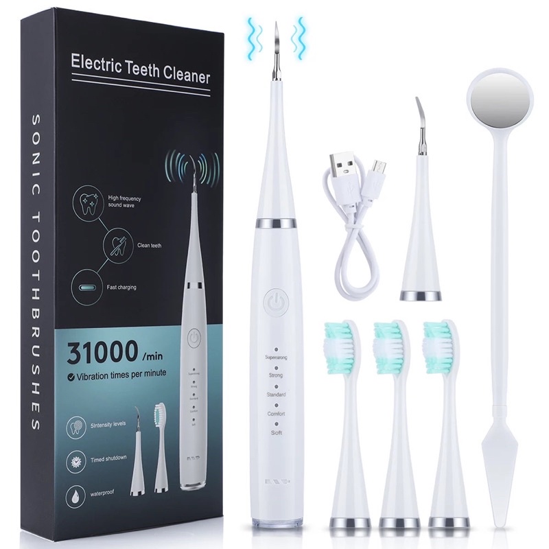 Máy Lấy Cao Răng Tại Nhà Với 5 Chế Độ KÈM 3 ĐẦU BÀN CHẢI ĐIỆN ELECTRIC TEETH CLEANER