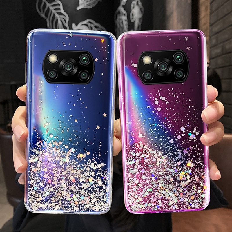Ốp điện thoại kim tuyến lấp lánh cho Xiaomi Mi 11 Lite Ultra Poco F3 X3 Pro Redmi Note 10 10s 9s 9 Pro Max