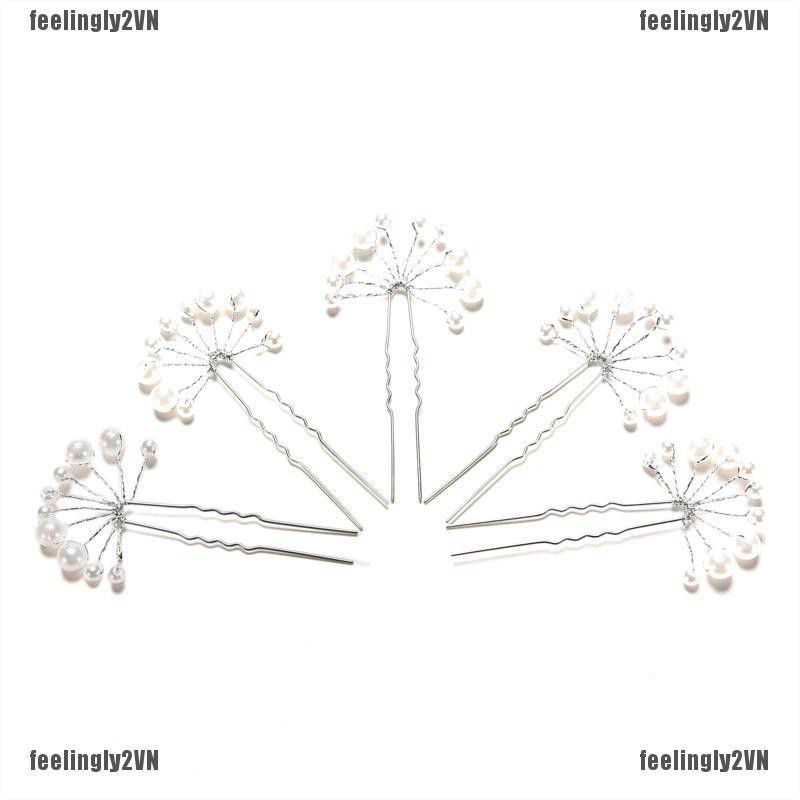Trâm cài tóc phối hình hoa đính ngọc trai thanh lịch cho nữ