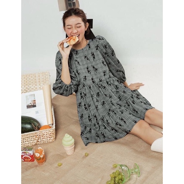 (Pass) Thanh lí đầm babydoll hoạ tiết dottie