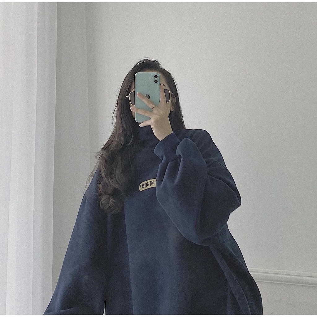 Áo Nỉ Cổ Cao Chữ Hàn PEONYB Nữ [FREESHIP] 🌸 Sweater form rộng tay bồng, hoodie cổ lọ vintage đẹp cá tính Ulzzang 🌸 | BigBuy360 - bigbuy360.vn