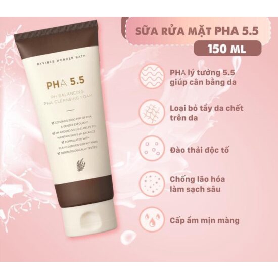 Sữa Rửa Mặt PHA 5.5 Byvibes Wonder Bath Phù Hợp Mọi Loại Da 130ML