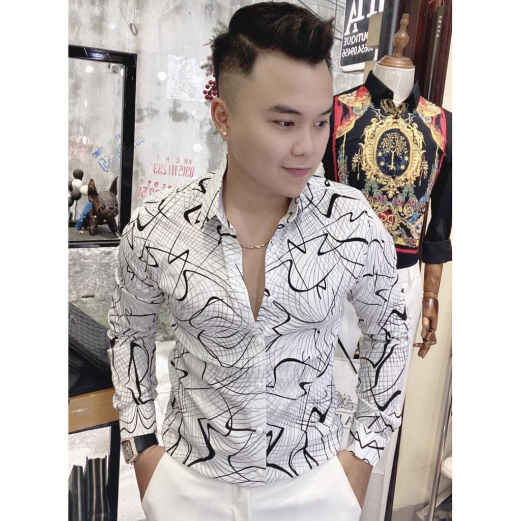 💥Áo sơ mi nam dài tay hàn quốc cao cấp họa tiết đẹp chất lụa phong cách thời trang