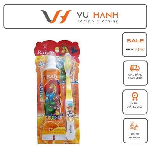 Bộ bàn chải và kem đánh răng trẻ em Raiya combo 2 set | Shop Vũ Hạnh