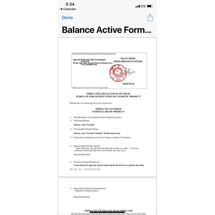 Serum Vitamin C Balance Active Formula Giúp Trắng Da Mờ Thâm