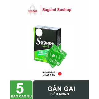 bao cao su sagami type E Gân ,Gai ,1 lần thắt  Hộp 5 chiếc