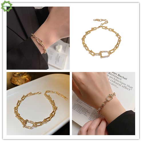 Vòng tay kim loại hình chữ U phong cách hip hop Hàn Quốc cho nữ