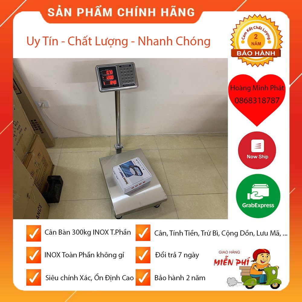 CÂN ĐIỆN TỬ NÔNG SẢN  300kg CHỐNG NƯỚC baWang INOX TOÀN PHẦN - BẢO HÀNH 2 NĂM