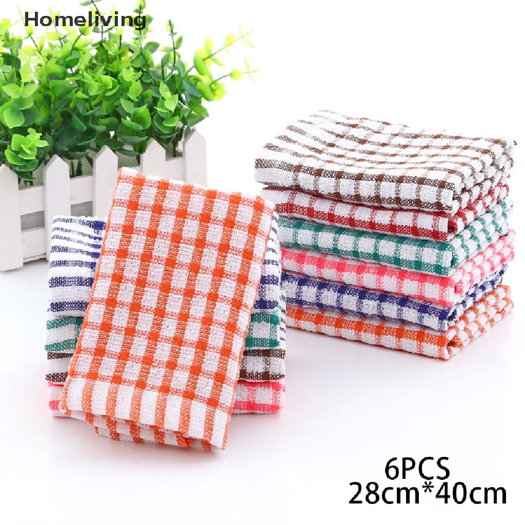 Set 6 Khăn Lau Chén Dĩa Chất Liệu Cotton Thấm Hút Tốt