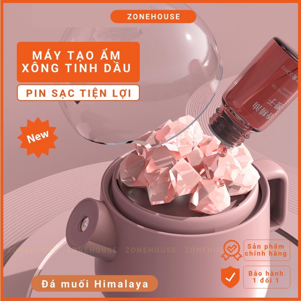 Đèn xông tinh dầu đá muối Himalaya  hình ấm nước, đá muối tự nhiên