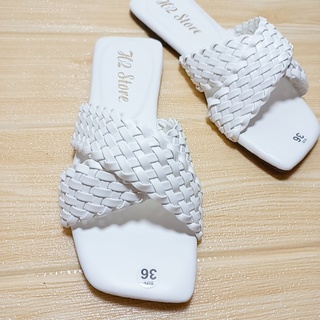 Dép Nữ Đế Bệt Quai Chéo Đan Bính- Dép Mũi Vuông Xinh Xắn Sang Chảnh- Sandal Bệt Đi Học Đi Chơi mã DTBC MINHTUYETSHOES