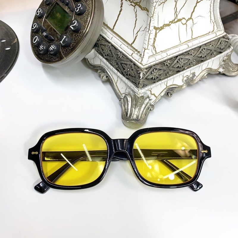MẮT KÍNH RÂM UNISEX TREND VÀNG HẠT ĐẬU HOT VIỀN ĐEN ( hạt đậu )