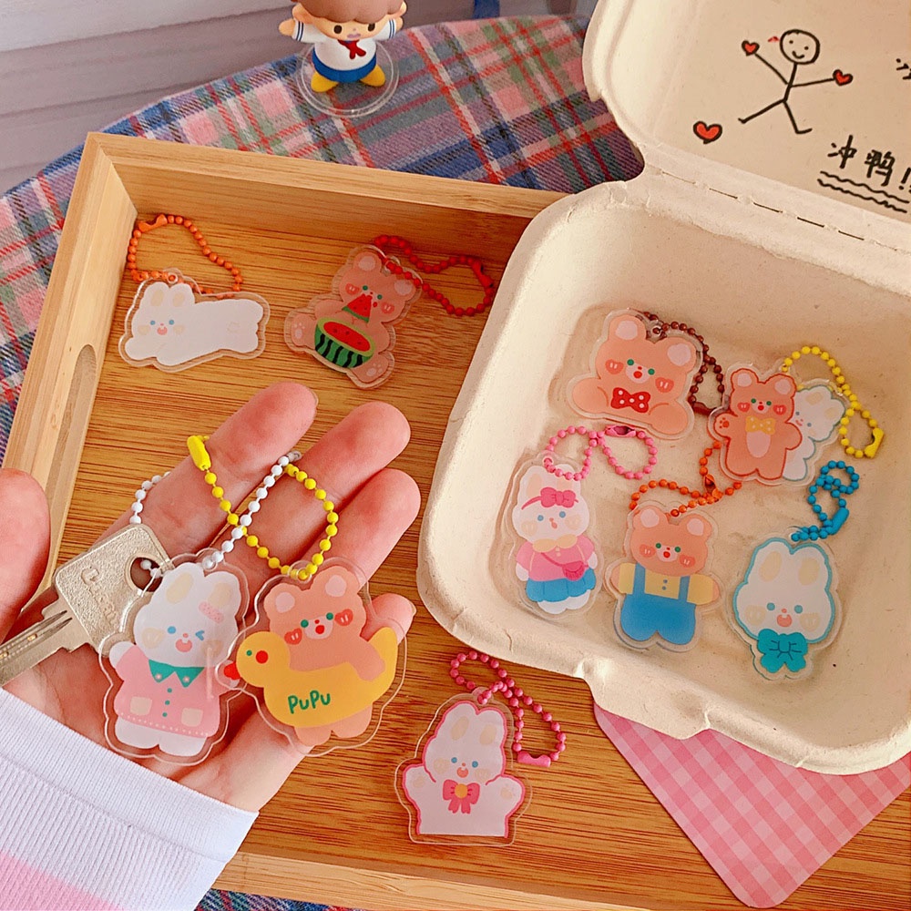 1 Móc Chìa Khóa Bằng Nhựa Acrylic Họa Tiết Hoạt Hình Nhiều Màu Dễ Thương