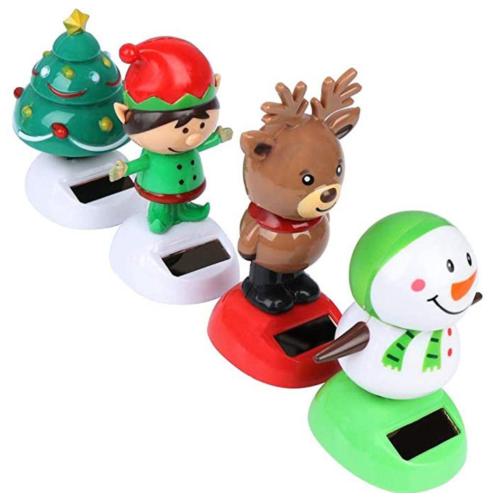 REBUY1 Búp Bê Lắc Đầu Hình Ông Già Noel Trang Trí Bảng Điều Khiển Xe Hơi Chạy Bằng Năng Lượng Mặt Trời
