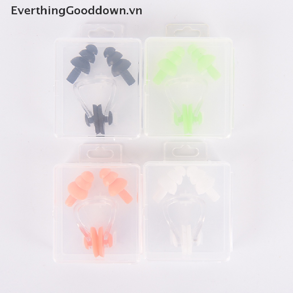 Everthinggooddown 1 Bộ Kẹp Mũi + Nút Bịt Tai Bằng Silicon Mềm Chống Thấm Nước