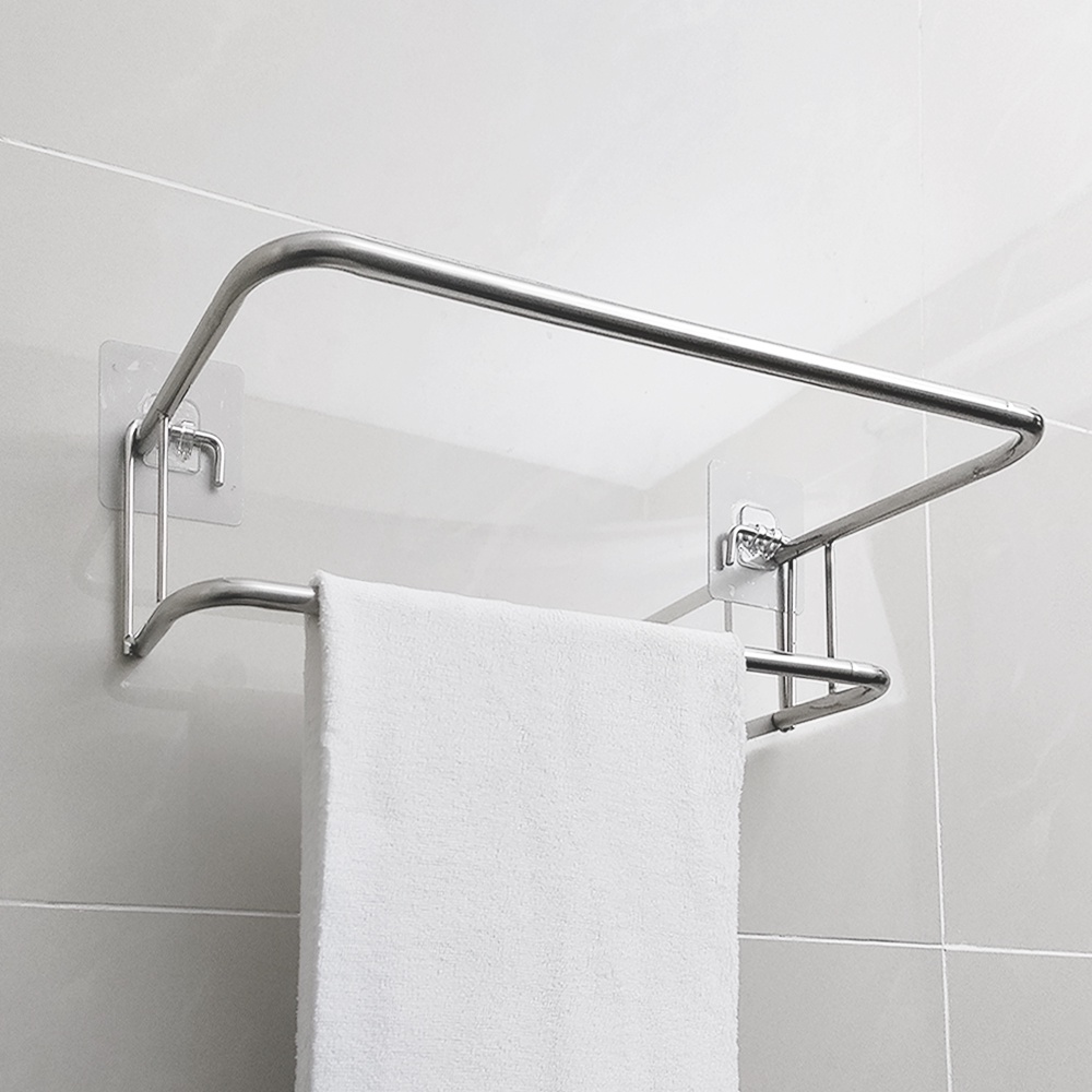 Giá treo khăn nhà tắm dán tường Living C, kệ nhà tắm inox treo khăn treo đồ đa năng tiện dụng