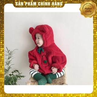 [Hàng Hot] Quần Áo Trẻ Em, Áo Khoác Nỉ Lông Cừu Mũ Đội Liền Thắt Nơ Cực Dễ Thương