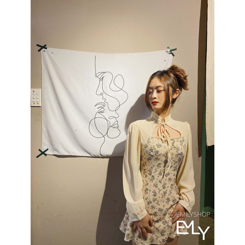 Đầm hoa nhí dáng ôm tay dài mini Emilyshop