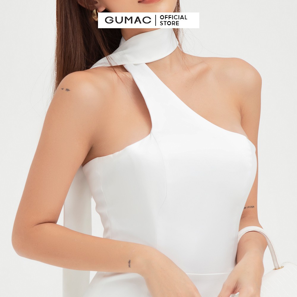 [Mã MABR07062 giảm 8% tối đa 50K đơn từ 249K] Đầm ôm nữ cúp ngực dây cổ GUMAC màu trắng ôm body quyến rũ DB472 | BigBuy360 - bigbuy360.vn