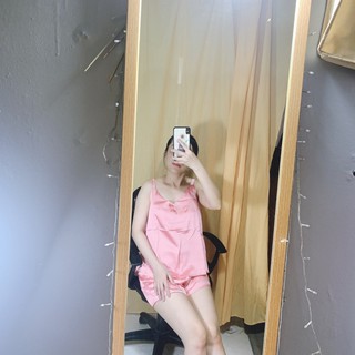 Đồ bộ nữ mặc nhà 2 dây lụa satin