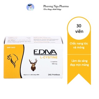 [Chính hãng] Viên uống đẹp da, tóc, móng EDIVA L-CYSTINE 500mg Hộp 30 viên nang mềm