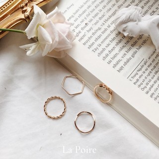 Set nhẫn tròn 4 chiếc vintage âu mỹ La Poire