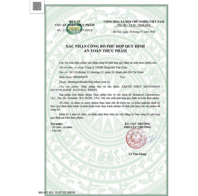 Glucosamine dạng nước vị Berry chai 1 lít.