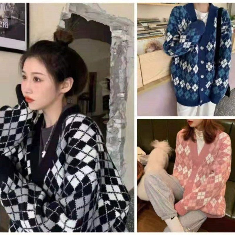 Áo khoác sweater tay dài họa tiết kẻ sọc phong cách Hàn Quốc thanh lịch cho nữ