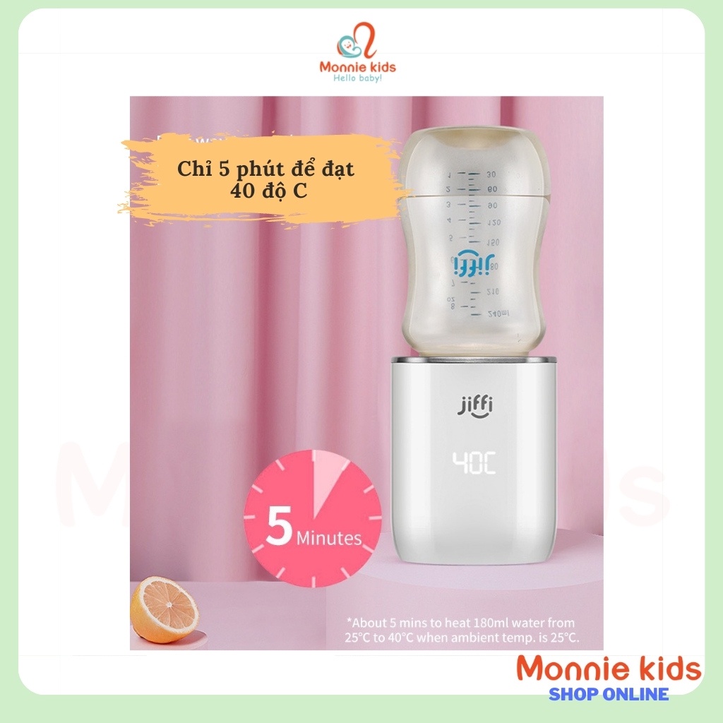 Máy hâm sữa cầm tay cho bé Jiffi 3.0, máy ủ bình sữa di động mini không dây - Monnie Kids