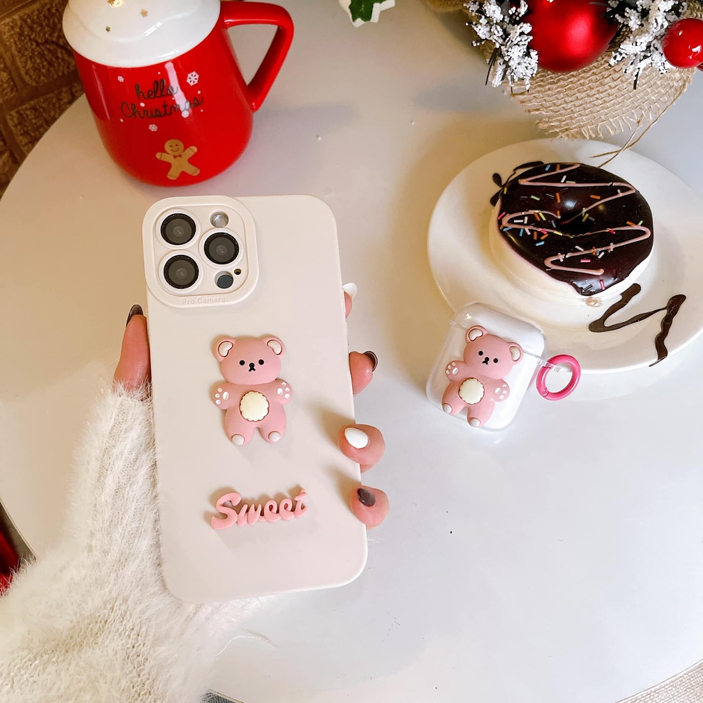 (ĐÃ CÓ IPHONE13) Ốp điện thoại Iphone Gấu hồng nổi siêu cute