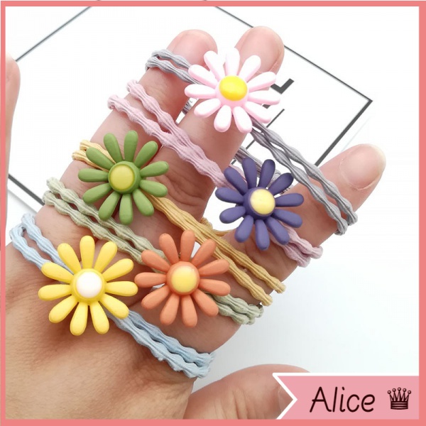 Dây Cột Tóc Cao Su Phối Hoa Cúc Nhỏ Dễ Thương Phong Cách Hàn Quốc Cho Nữ Phụ Kiện Tóc Cô Gái Vòng Tóc